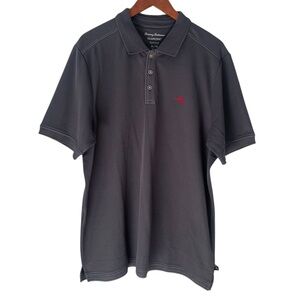 Tommy Bahama Islandzone Supima Charcoal Grey Polo Shirt Men Size XL